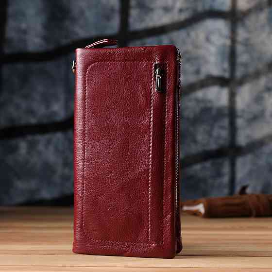 Кожаный женский кошелек-клатч с отделением под телефон ST Leather 23102 Бордовый Киев