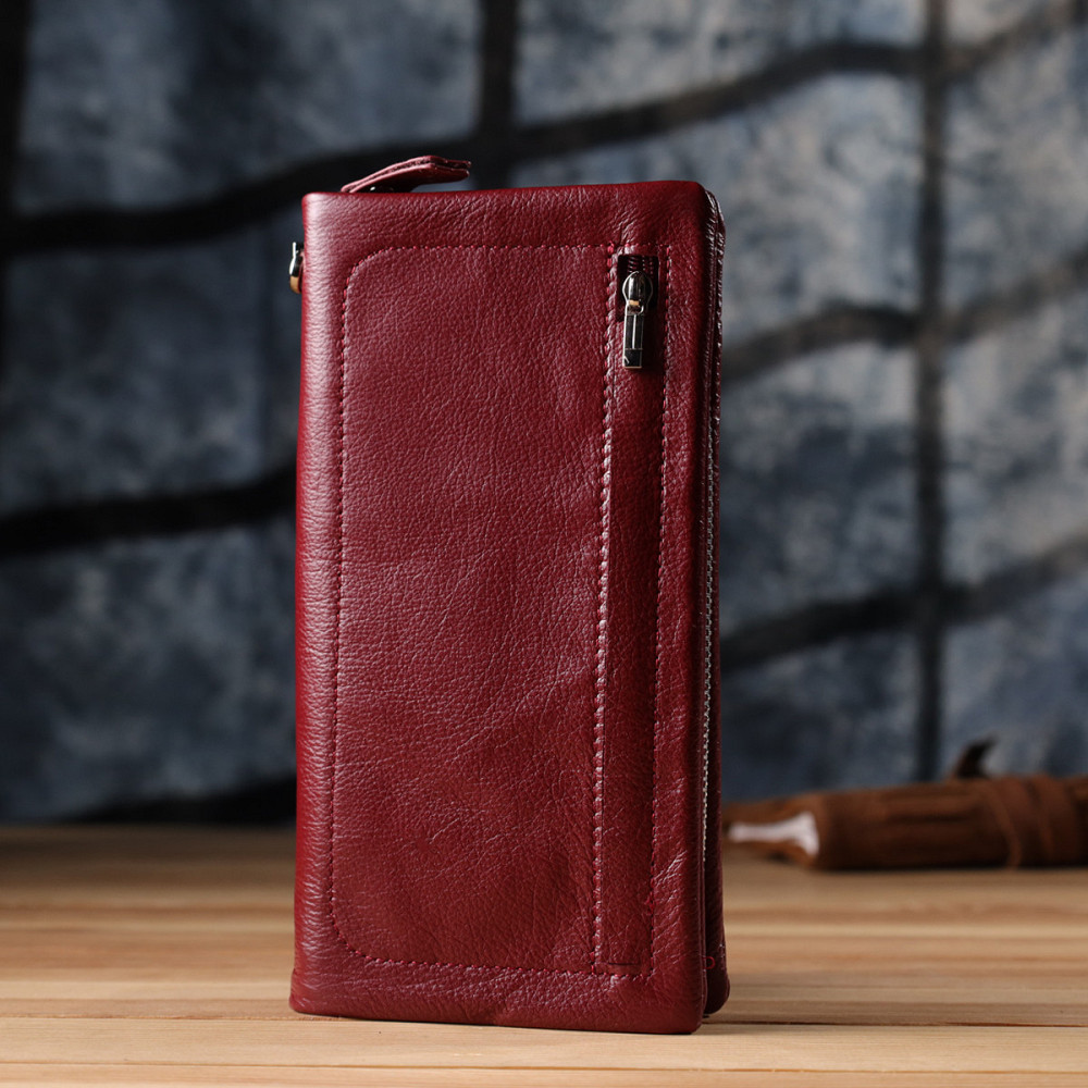 Кожаный женский кошелек-клатч с отделением под телефон ST Leather 23102 Бордовый Киев - изображение 2