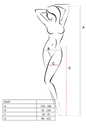 Еротичні ажурні колготки-бодістокінг Passion S029 One Size, black, пояс та панчохи, з доступом Львів