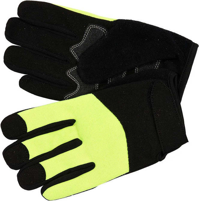 Рукавиці робочі чорно-жовті зміцнені YATO для сенс. екранів, штучна шкіра +бавовн трикотаж,розмір8DW Одесса - изображение 1