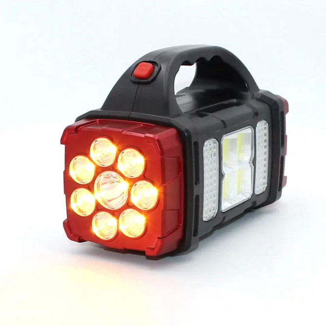 Світлодіодний ручний ліхтар Starnearby з акумулятором, на сонячній батареї (Чорний/Червоний, 76LED, 38Вт) Николаев - изображение 5