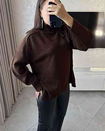 Женский оверсайз свитер машинная вязка Шоколад Одесса