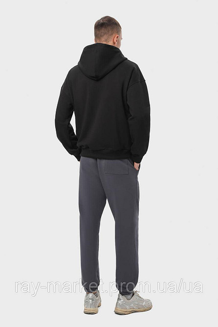 Костюм чоловічий худі на блискавці чорне та штани темно-сірі  RAY PREMIUM LOOSE U0809 (U0809M-Black-Dark Grey) L Київ - фото 3