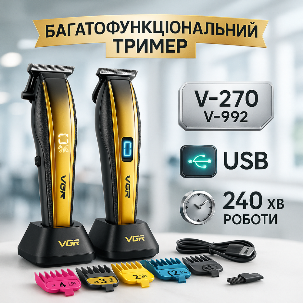 Профессиональная аккумуляторная машинка Аккумулятор VGR, Машинка для стрижки посеченных волос OE-63 Львов - изображение 12