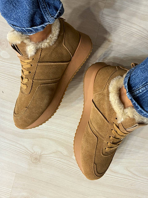 Кросівки жіночі Hengji U-2 натуральна замша утеплені хутром коричневі, 40, 25 см Київ - фото 7