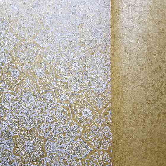 Шпалери флізелінові еко Rasch Kerala 0.53х10 м вензелі східний малюнок жовті білі з блиском Київ