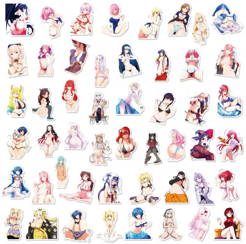 Наклейки Стікери Аніме. Водонепроникні естетичні Аніме наклейки 18+ (Аніме Хентай) Набір 50 штук. Київ - фото 2