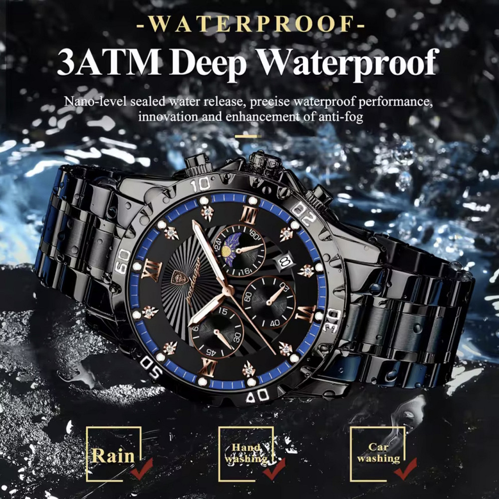 Годинник чоловічий наручний Poedagar Extra Prestige Black (2 ремінці) Вінниця - фото 13