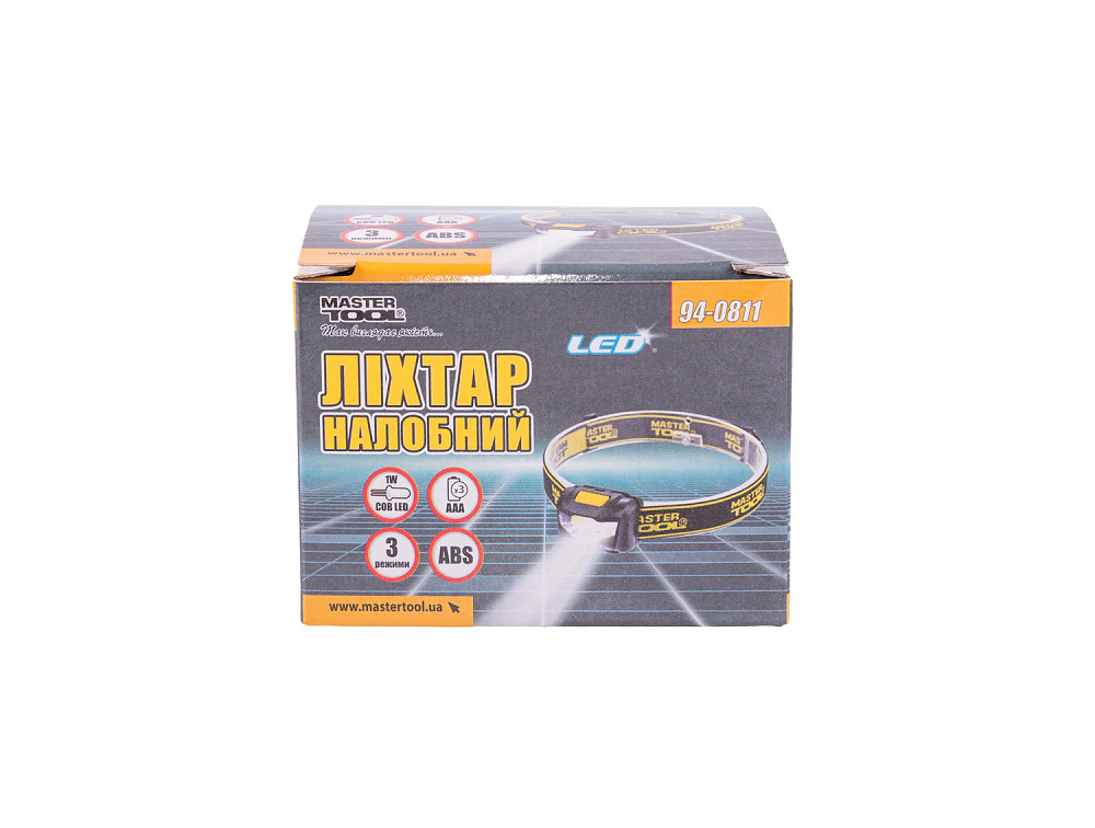 MASTERTOOL Ліхтар налобний MASTERTOOL 3 режими 59х41х32 мм COB LED 3xAAA ABS 94-0811 Коломия - фото 2