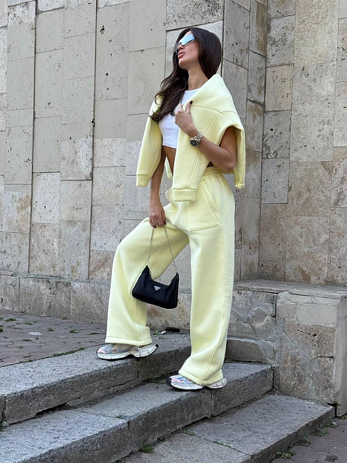 Базовий жіночий костюм з об’ємним худі Лімонний 42/46 Харків - фото 5