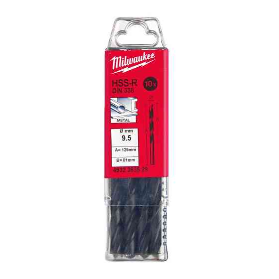 Свердло по металу HSS-R MILWAUKEE DIN338, діаметр 9,5мм, (10шт) пластикова коробка Одесса