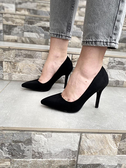 Туфлі жіночі S.S чорні еко-замша каблук 9 см розміри 36-41 (2754) Коломыя - изображение 3