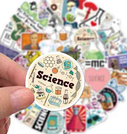 Наклейки Наука Science 50 шт стикеры водостойкие химия биология физика Киев