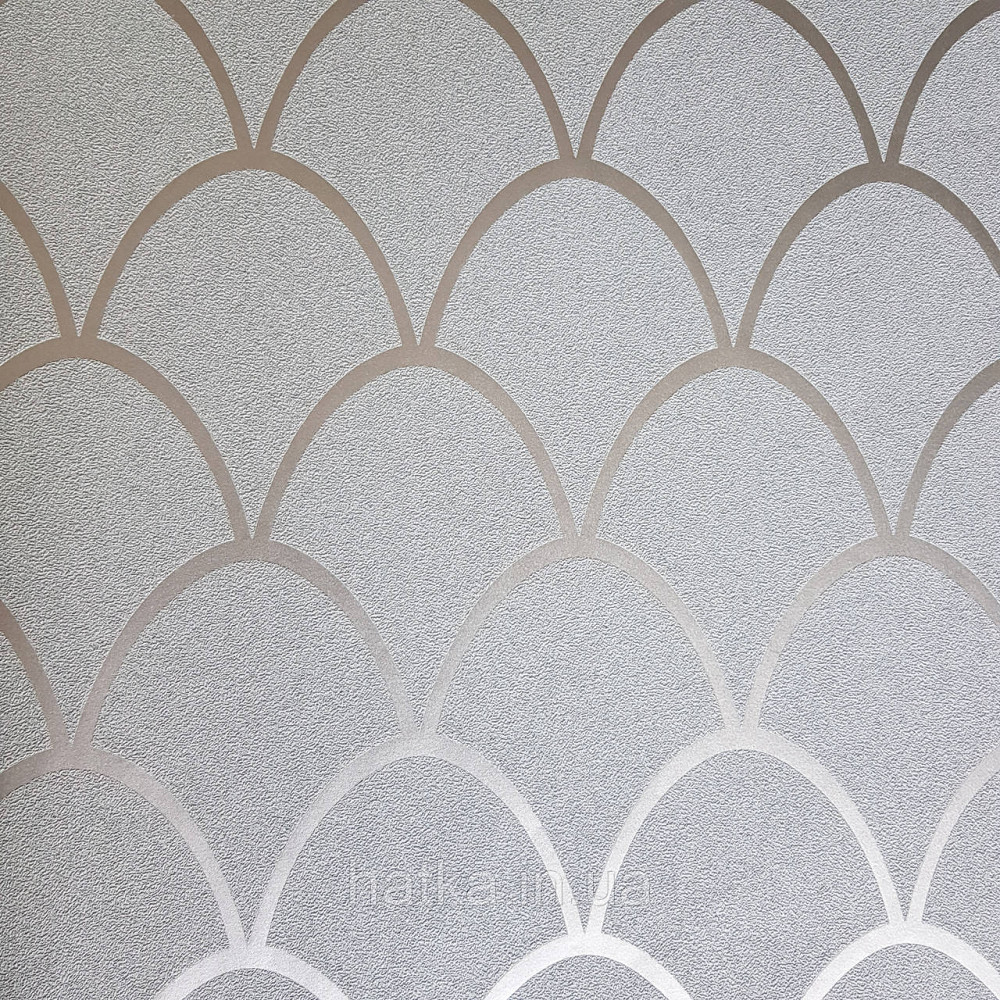 Шпалери вінілові на флізелін Marburg New Spirit Schoner Wohnen геометрія напівкола срібло на сіро-зеленому Київ - фото 4