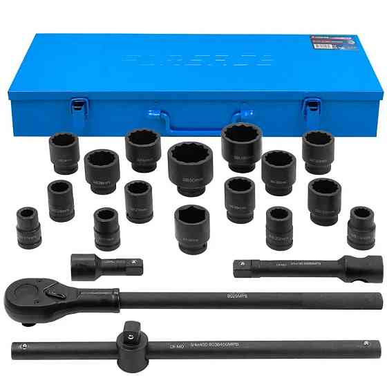 Набір ударних інструментів 3/4'', 12гр, 21пр(17,19,21,22,24,27,30,32,34,35,36,36-6гр,38,41,46,50мм), в метал .кейсі FORSAGE Одеса