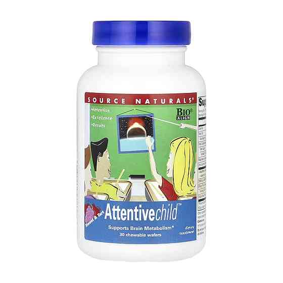 Средство для концентрации внимания и улучшения памяти детей Source Naturals Attentive Child Fruit 30 wafer Луцк
