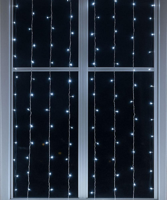 Гірлянда "Штора" 1,5х1,5 м з 64 LED, білий провід Київ - фото 3