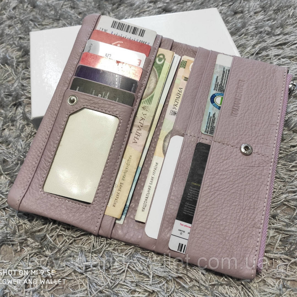 Тонкий пудровий жіночий гаманець купюрник із шкіри ST 009 Київ - фото 3