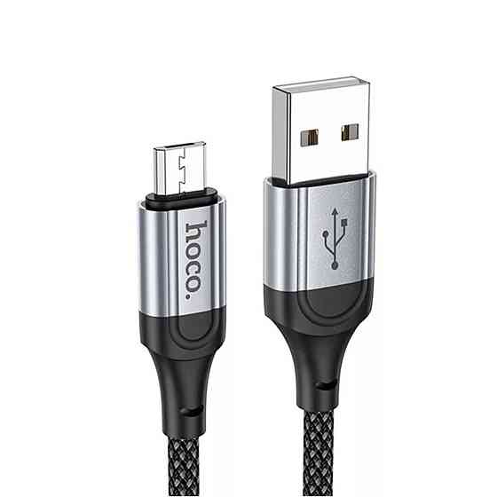 Кабель HOCO X102 USB to Micro 2.4A, 1m, nylon, aluminum connectors, Black (6942007608763) Київ