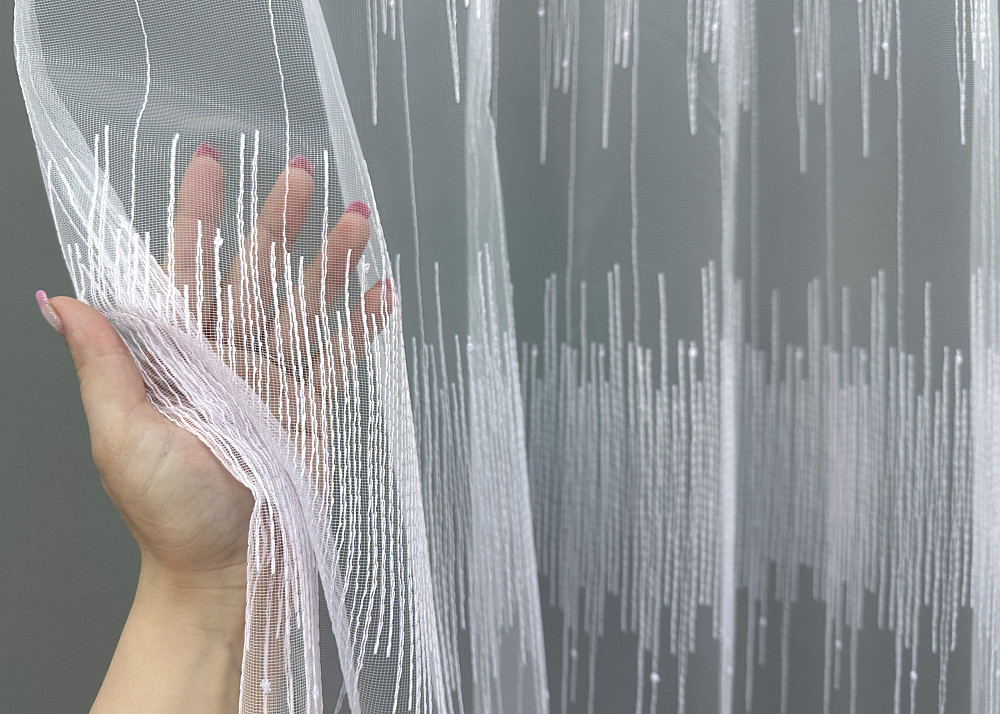 Тюль фатин з вишивкою колір холодний білий 1730т Київ - фото 2