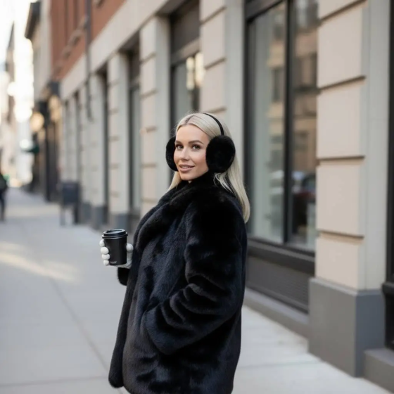 Жіночі хутряні навушники Rex Чорний Харків