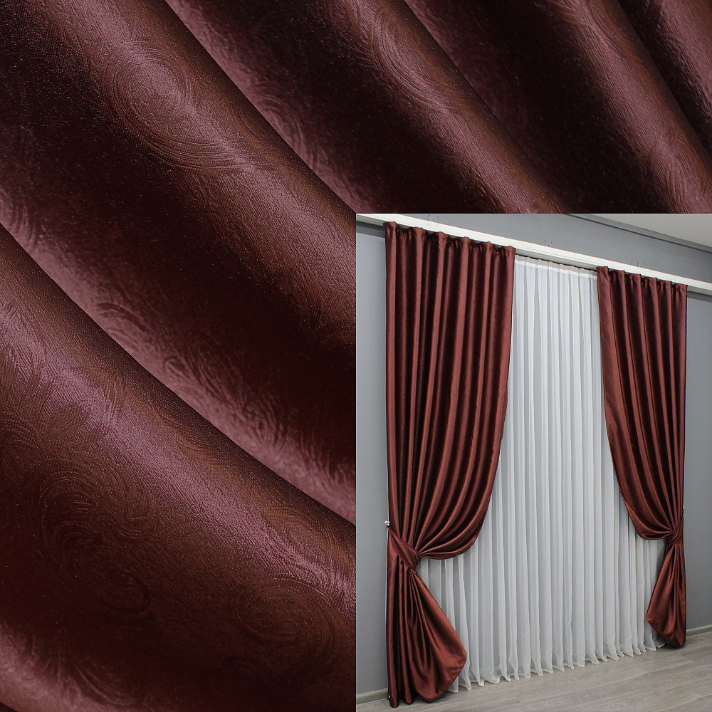 Комплект готовых штор VR-Textil Софт № 1444ш 135х270 см 2 шт Бордовый (39-015) Киев - изображение 1