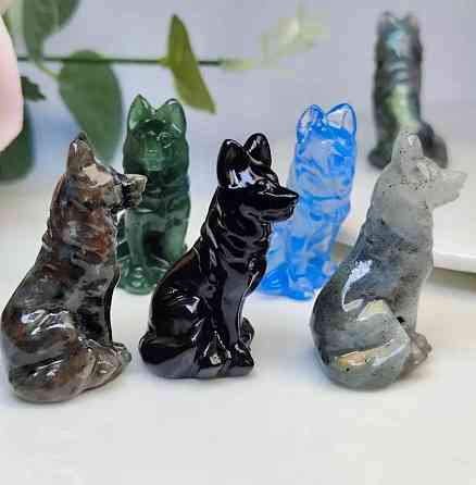 Минифигурка «Волк» из черного обсидиана – 4 см Киев