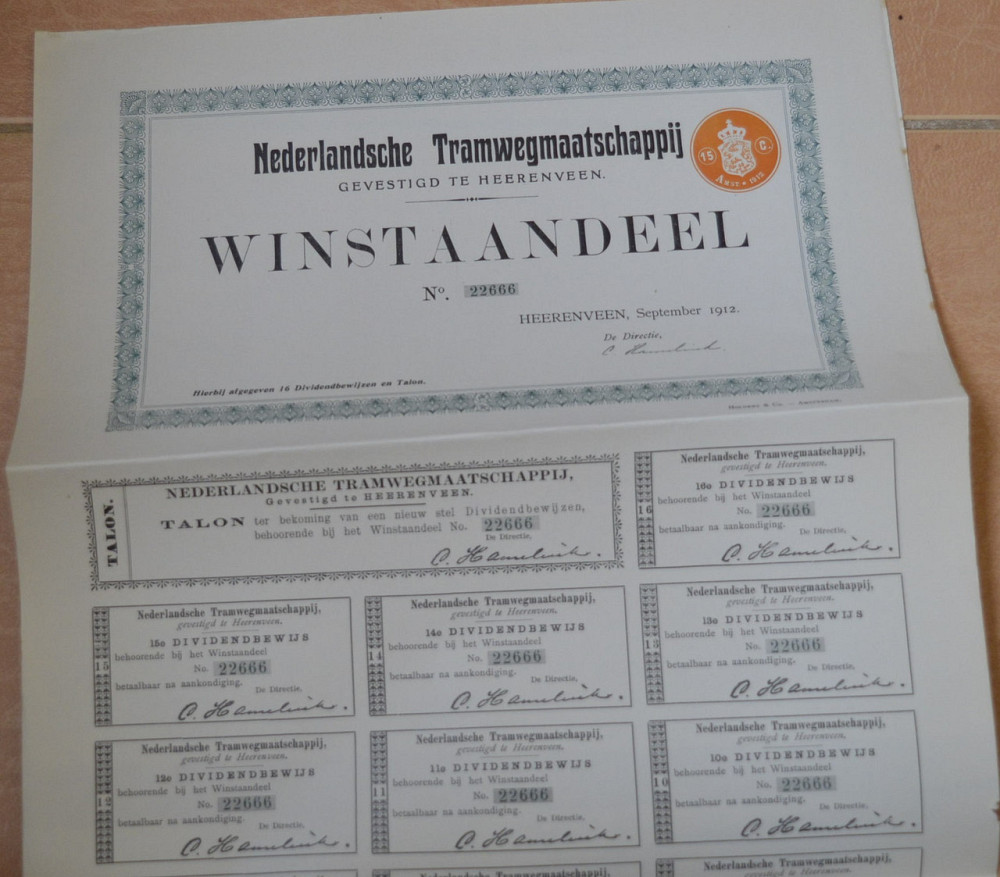 Акція. WINSTAANDEEL.Нідерланди. 1912 рік №22666 (1.72) Полтава - фото 1