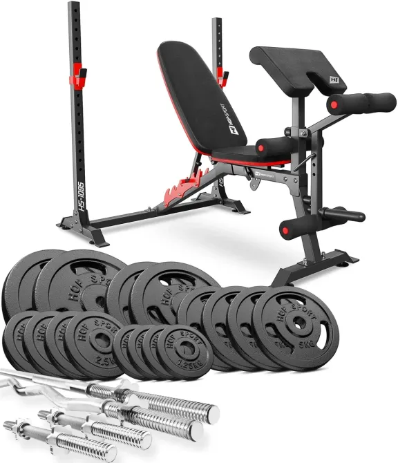 Тренажер Hop-Спорт Zestaw kulturystyczny Strong 116kg z ławką HS-1095 Київ - фото 1