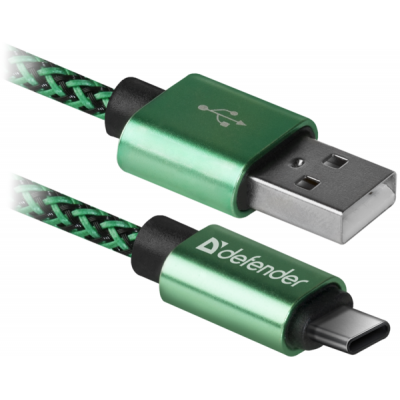 Дата кабель USB 2.0 AM to Type-C 1.0m USB09-03T PRO green Defender (87816) Винница - изображение 1