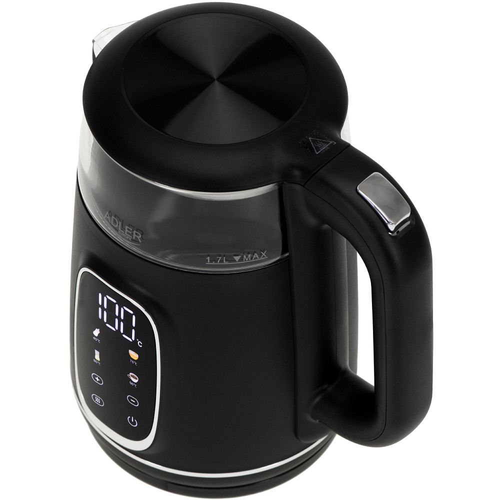 Електрочайник Adler AD 1305 black silver 1850-2200Вт/ 1.7л/ скло/ встановлення температури/ Вінниця - фото 2