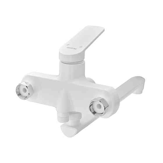 Змішувач для ванни Plamix Lucas-006 EURO SET White з шлангом, лійкою та кронштейном   ( PM0709 ) 26608 Харків