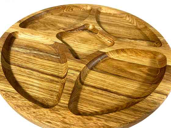 Деревянная тарелка из натурального дерева диаметр 30 см, высота 2 см, тарелка для закусок Каменец-Подольский