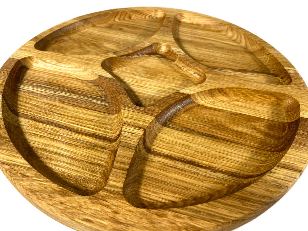 Деревʼяна тарілка з натурального дерева діаметр 30 см, висота 2 см, тарілка для закусок Кам'янець-Подільський - фото 5