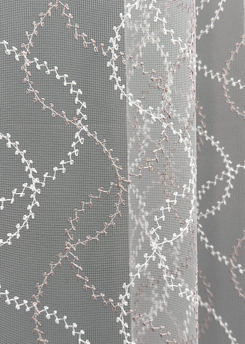 Тюль фатин с вышивкой и люрексом Цвет молочный с пудровым 1835т Киев - изображение 4