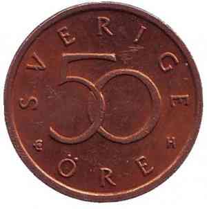 Монета 50 эре. 2004,03,08 год, Швеция. Полтава
