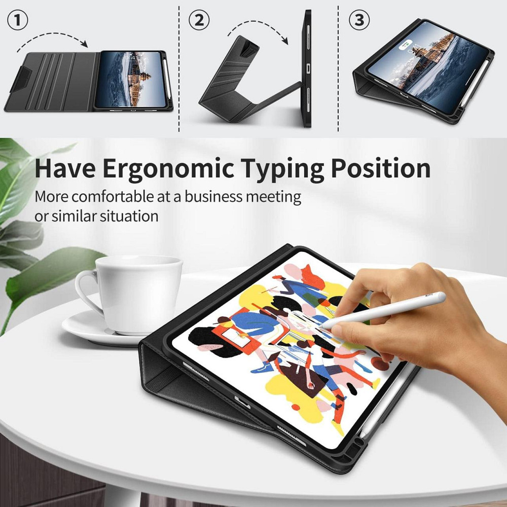 Фирменный защитный чехол HOLIMET для Apple iPad Pro 12.9 2022/2021/2020/2018 (6th/5th/4th/3rd Generation) Black Днепр - изображение 8