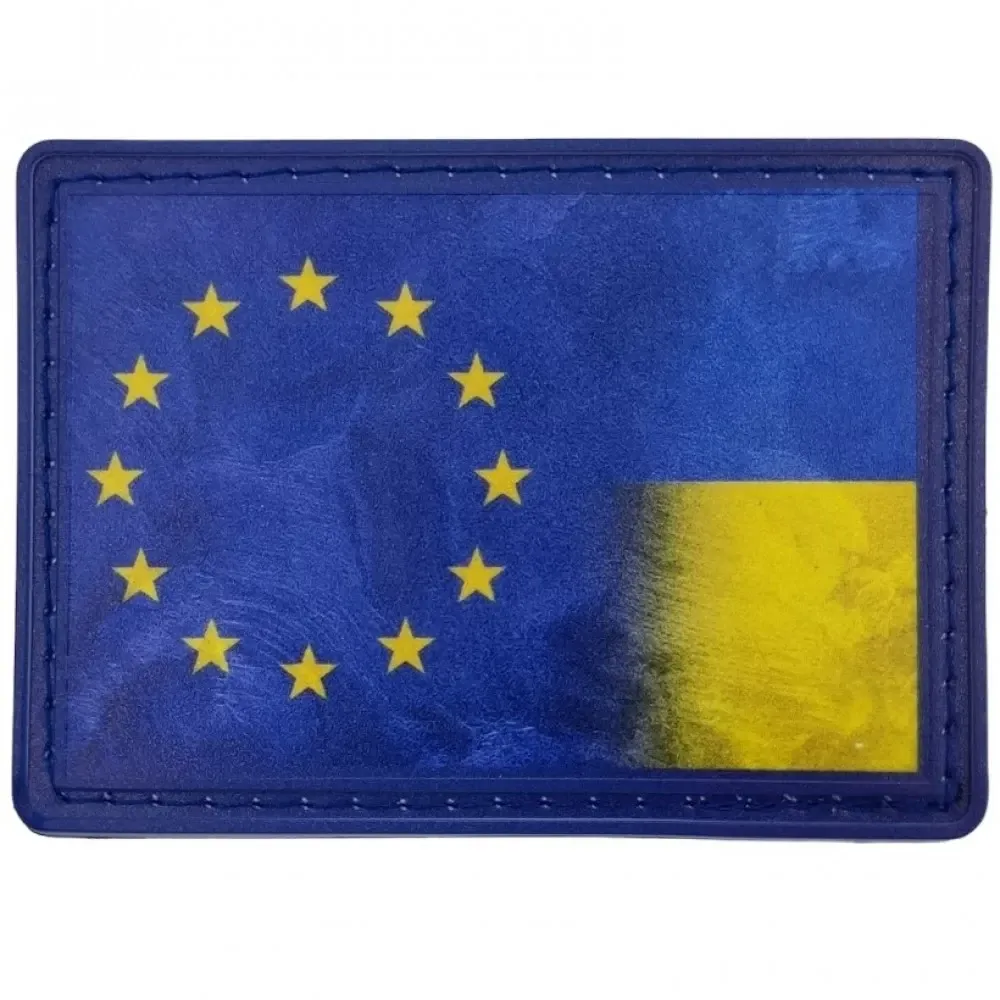 Патч / шеврон прапор ЄС і Україна Запоріжжя - фото 1