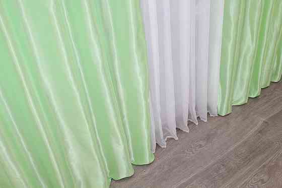 Однотонна тканина атлас, колір салатовий 739ш Київ