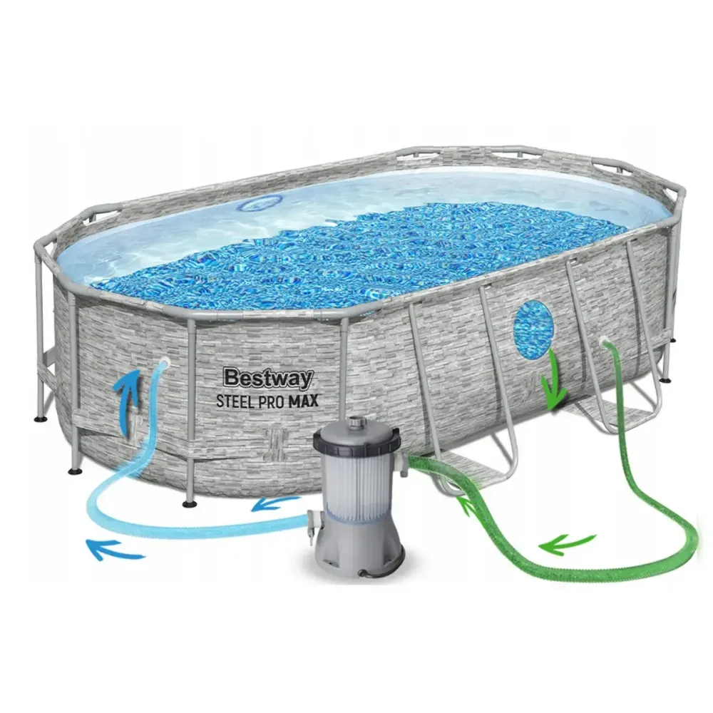 Семейный овальный каркасный бассейн Bestway 56716 549х274х122 см с фильтром и лестницей на 13420 л Коломия - фото 6