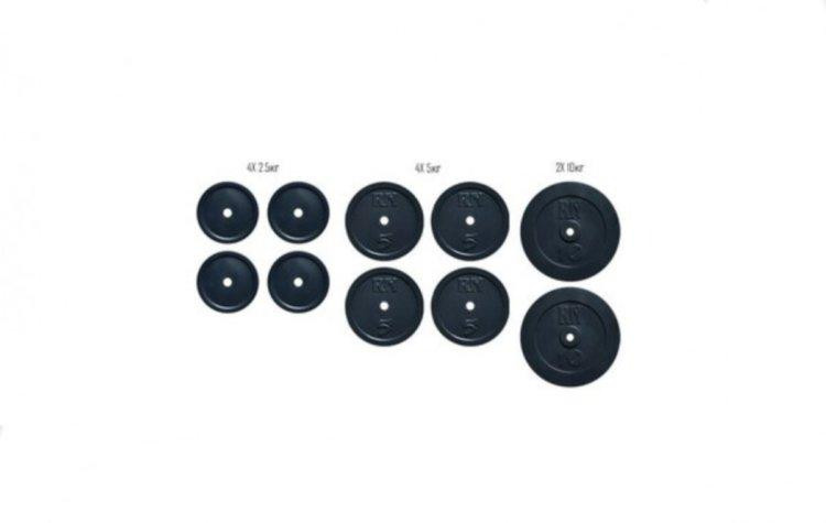 Набір блінів 50 кг (4x2.5, 4x5, 2x10) на гриф 25,30.50 мм Гантелі, гирі, штанги та диски граниліт пофарбований Київ - фото 5