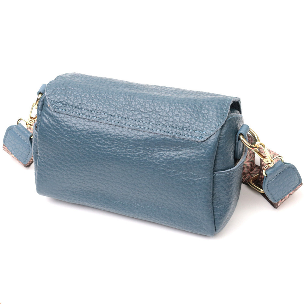 Відмінна шкіряна сумка з оригінальною плечовою лямкою Vintage 22402 Синя Київ - фото 2