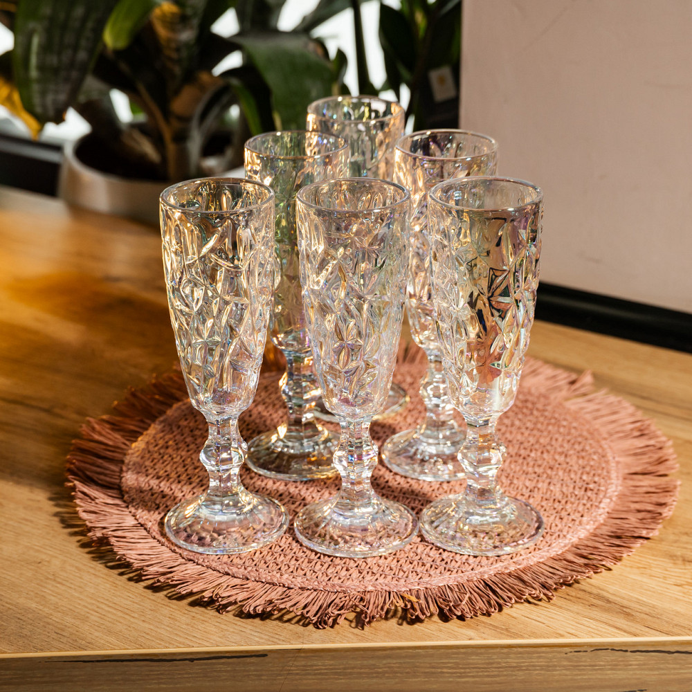 Набір келихів для шампанського 6 штук 160 мл подарункові келихи для шампанського на ніжці фужери для ігристих вин HP-19-172 Коломия - фото 3