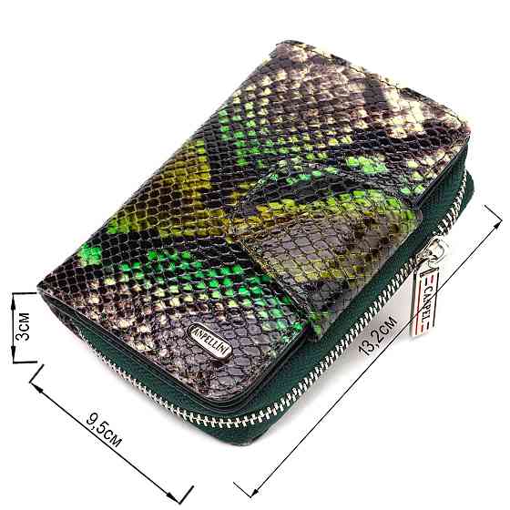 Жіноче фактурне вертикальне портмоне з монетницею на блискавці з натуральної шкіри з тисненням під змію CANPELLINI 21732 Київ