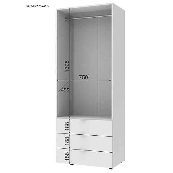 Шафа розпашна для одягу Doros Гелар 77,5х49,5х203,4 см Білий (DRS-011103) Львів
