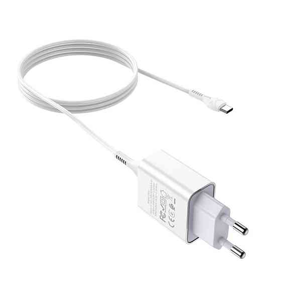 Мережевий зарядний пристрій з кабелем HOCO C81A Asombroso single port charger set(Type-C) White Одеса