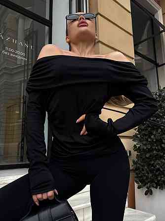 Жіночий лонгслів з відкритими плечима та витонченою драпіровкою вздовж плечей та боків турецький мікродайвінг Одеса