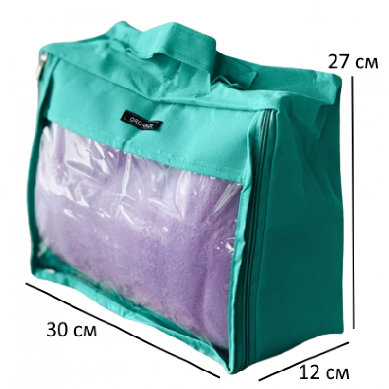 Середня дорожня сумка для речей з ручкою та прозорою вставкою P002 30x27x12 см (Лазуровий) Суми - фото 3