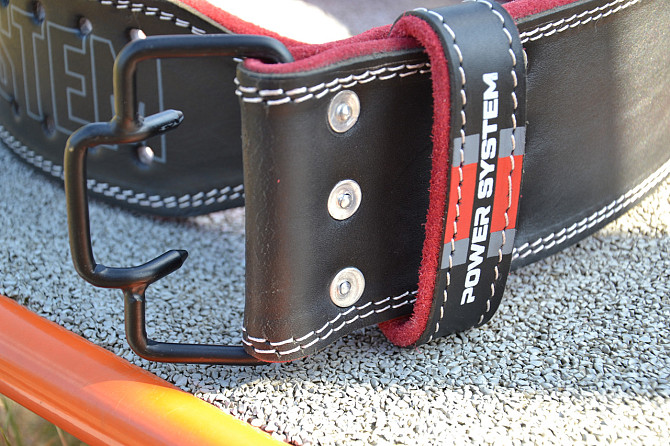 Пояс для важкої атлетики Power System PS-3830 Beast шкіряний Black/Red L Кам'янське - фото 9