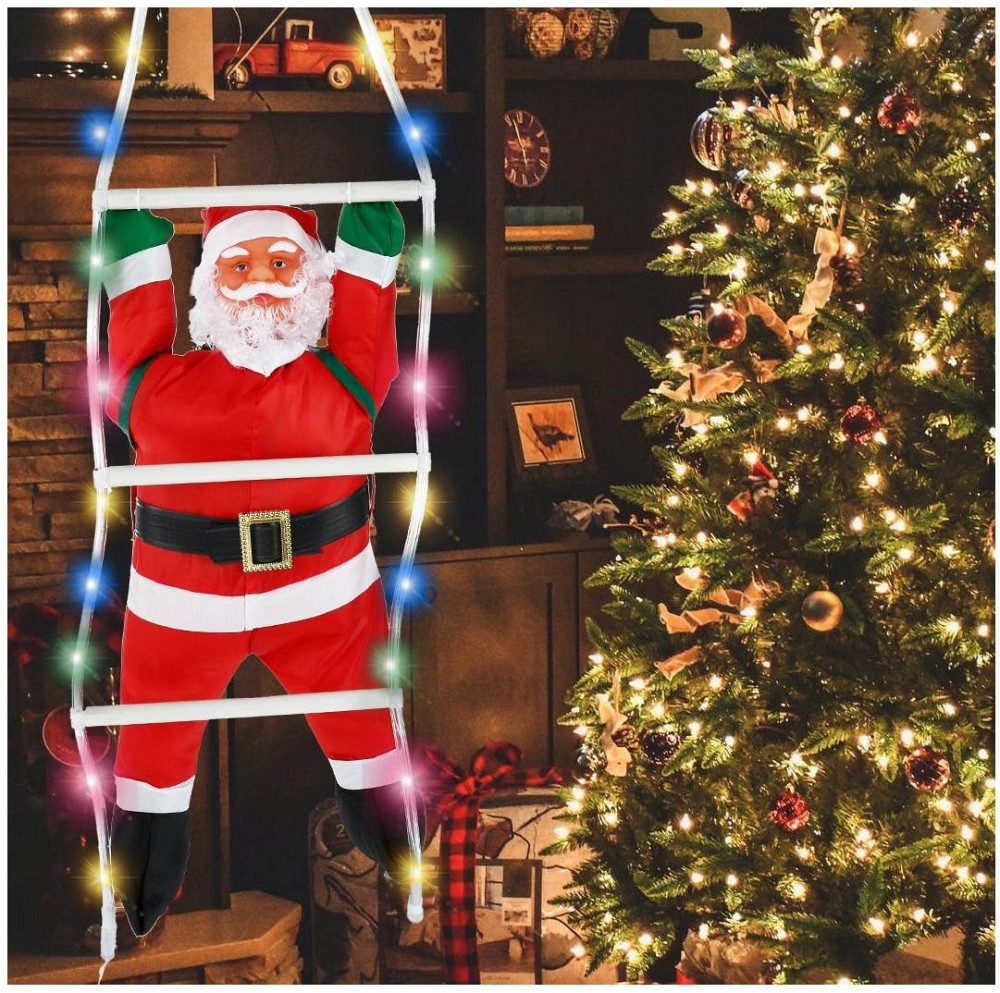 Декорація настінна LED Санта-Клаус на драбині Київ - фото 4